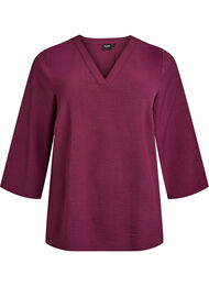 Blus med 3/4-&auml;rm, M&ouml;rk Bordeaux