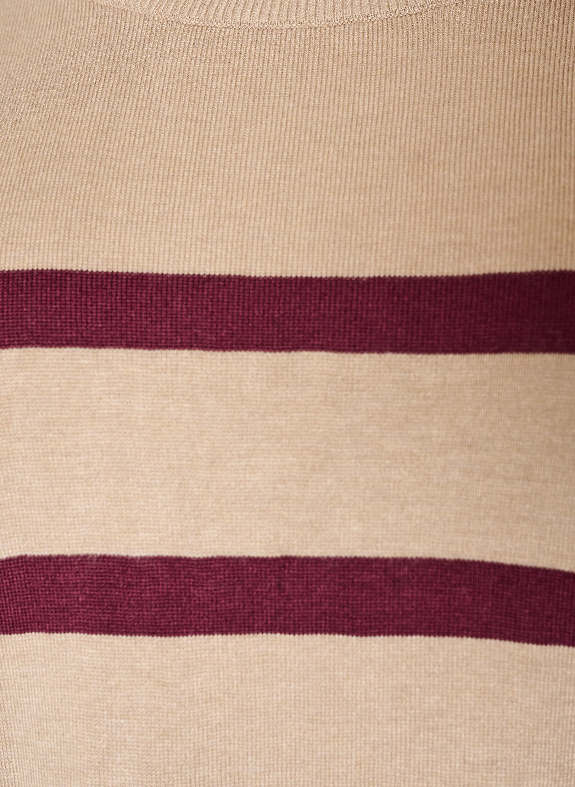 ZizziRandig stickad topp med korta &auml;rmar, Beige, Packshot image number 2