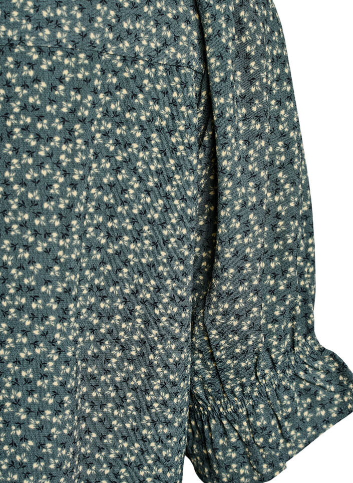 Skjortblus med halvl&aring;nga &auml;rmar, Gr&ouml;n, Packshot image number 3