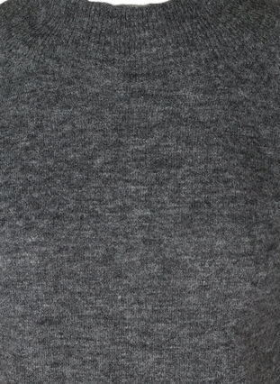 Stickad tröja med ribbad mudd och rund halsringning, Dark Grey Melange, Packshot image number 2