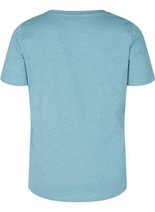 T-shirt i ekologisk bomull med tryck, Blue Heaven Melange, Packshot image number 1