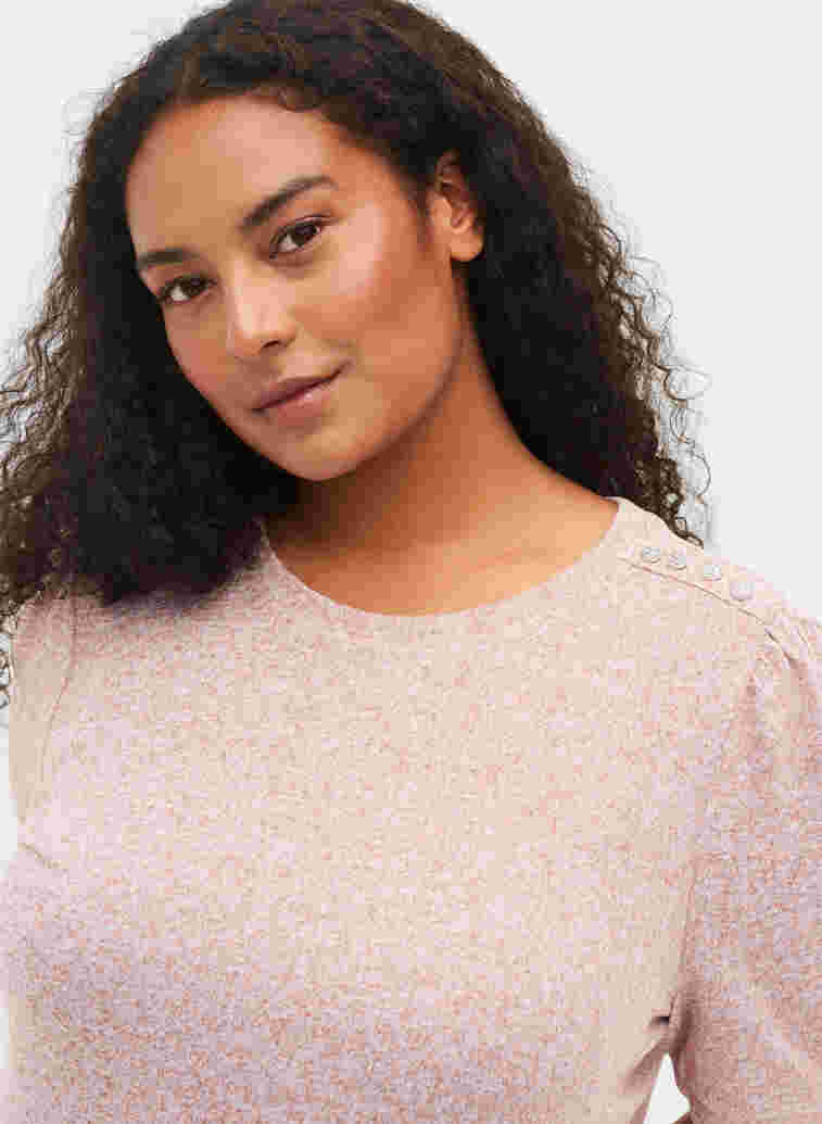 Blus med korta puffärmar, Dusty Rose Mel., Model image number 2