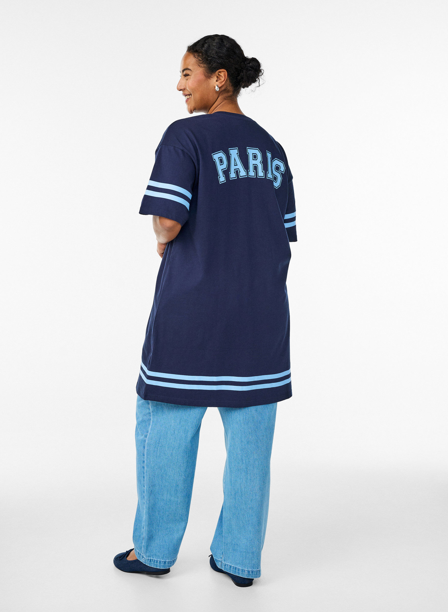 ZizziKort t-shirtkl&auml;nning med sportiga detaljer, Bl&aring;, Model image number 2