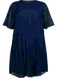 Kortärmad klänning med struktur, Navy Blazer