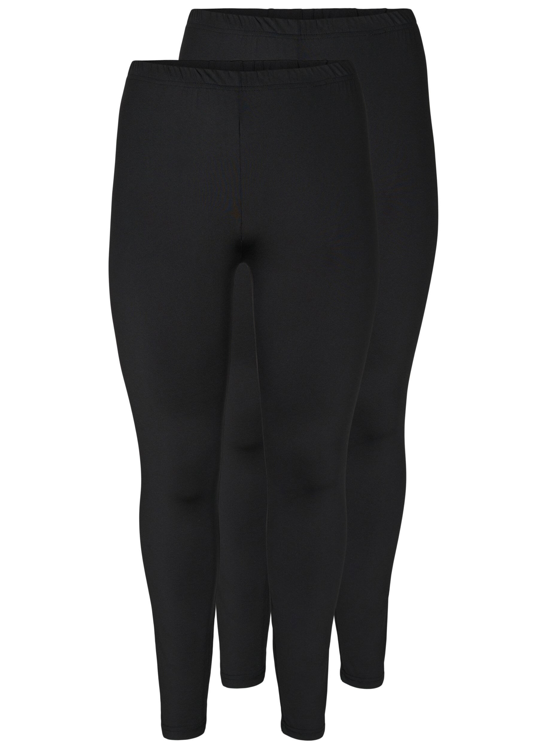 Zizzi 2-pack basic leggings, Svart, Packshot image number 0