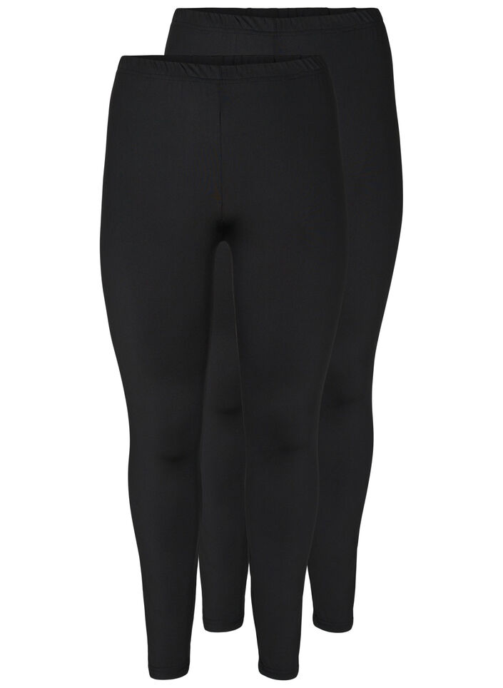 2-pack basic leggings, Svart, Packshot image number 0