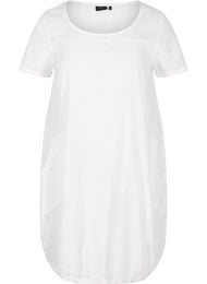 Kortärmad klänning i bomull, Vit