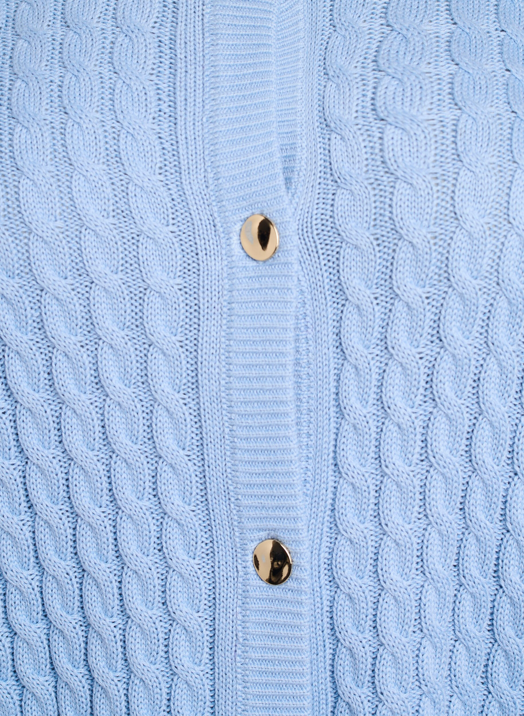 ZizziKabelstickad kofta med guldf&auml;rgade knappar, Bl&aring;, Packshot image number 2