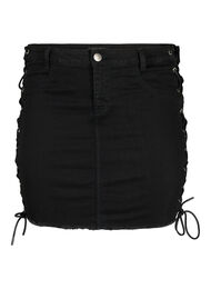 Kort jeanskjol med snörningsdetaljer, Black, Packshot