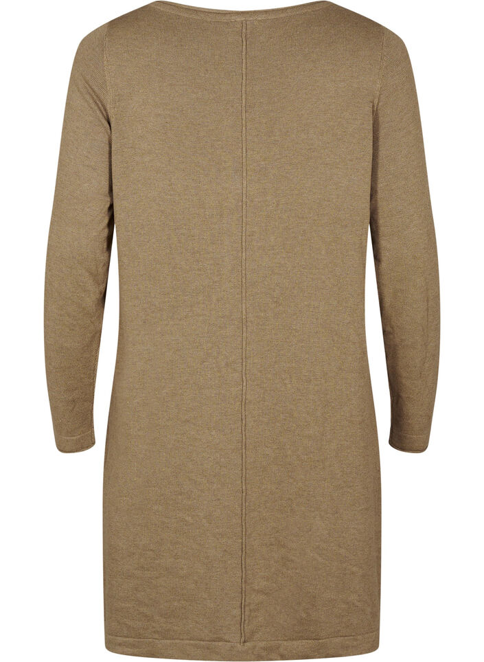 Stickad klänning i bomull-viskosblandning, Grön, Packshot image number 1