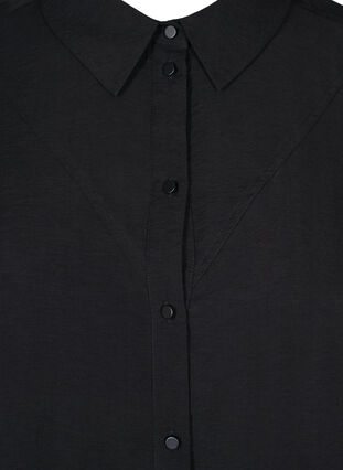 Lång enfärgad skjorta i viskosblandning, Black, Packshot image number 2