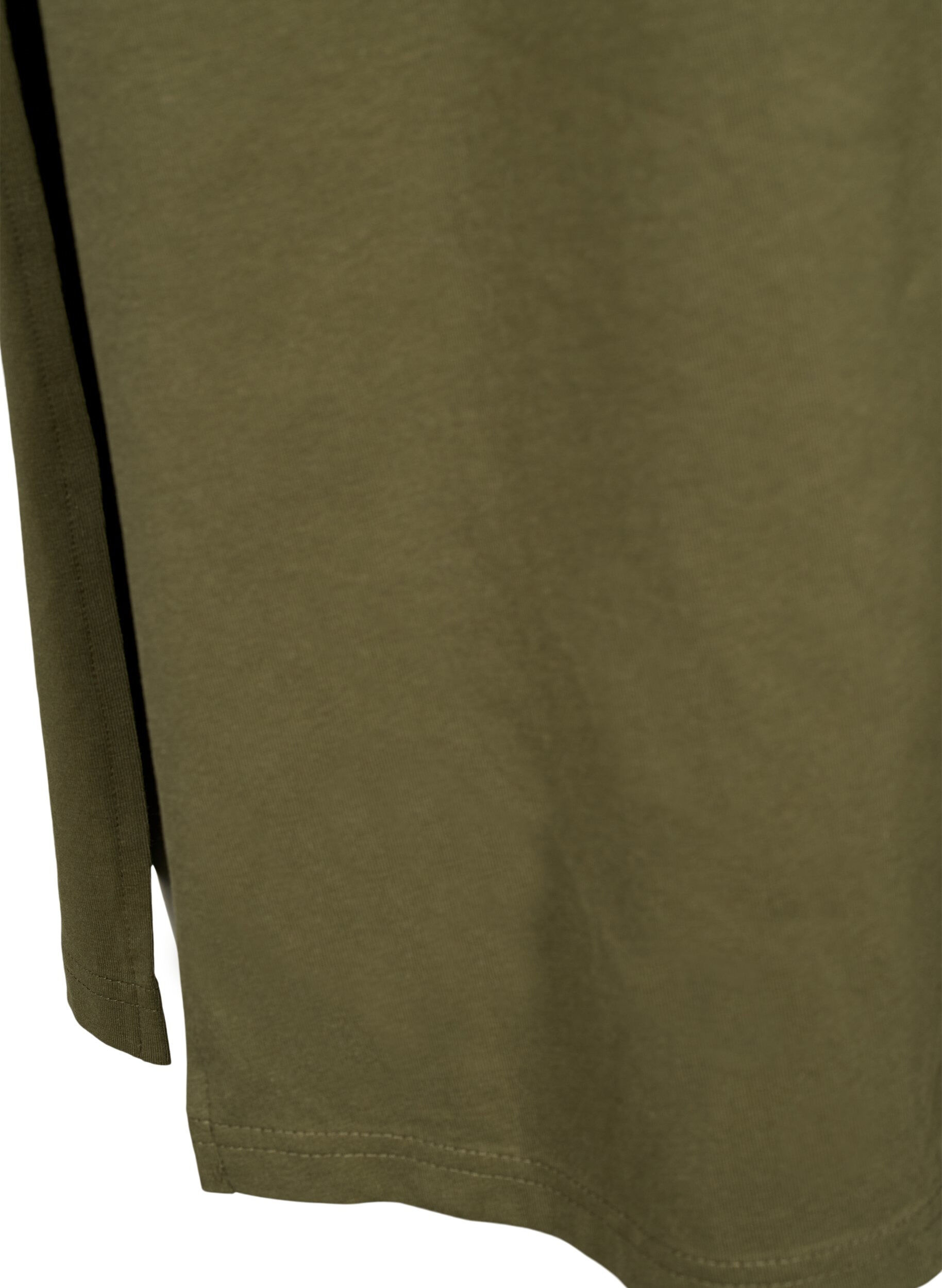Zizzi Kort&auml;rmad bomullskl&auml;nning med slits, Ivy Green, Packshot image number 3