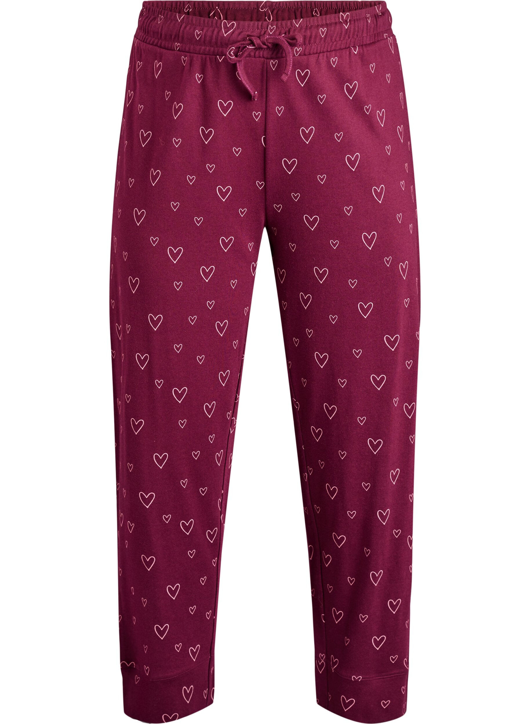 ZizziPyjamasbyxor i bomull med h&ouml;g midja, R&ouml;d, Packshot image number 0