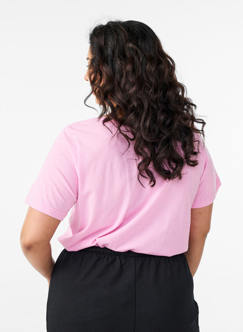 T-shirt med v-ringning, Rosa, Model image number 2