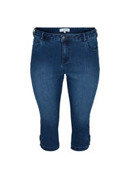 Trekvartsbyxor i jeans med rosett, Dark blue denim