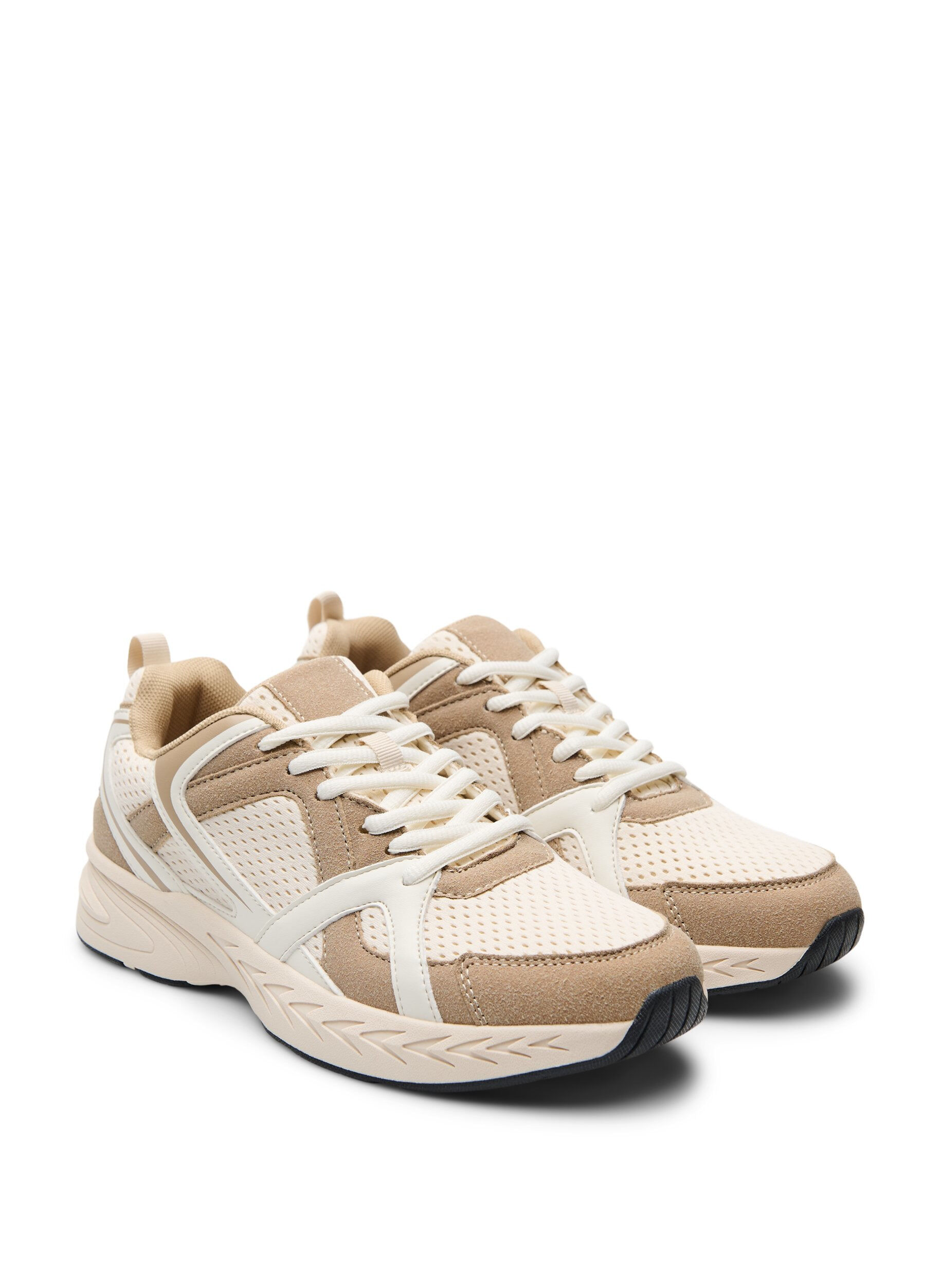 Zizzi Sportiga sneakers med mesh, Beige, Packshot image number 1