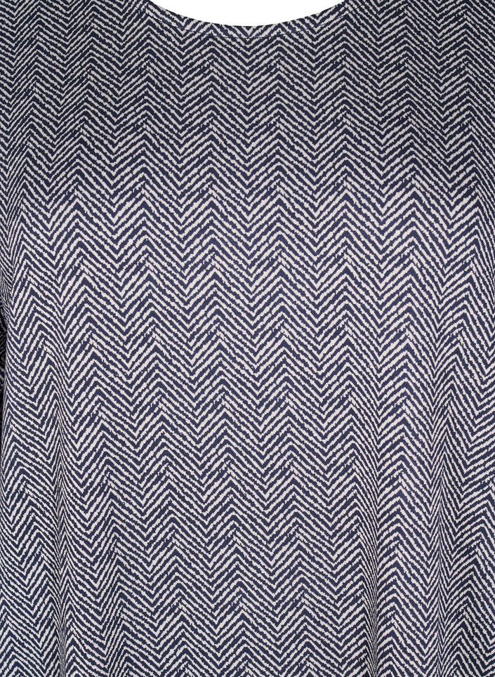 Mönstrad klänning med 3/4-ärmar, Blå, Packshot image number 2