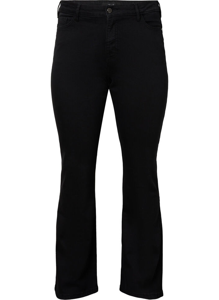 Ellen bootcut-jeans med h&ouml;g midja, Svart, Packshot image number 0