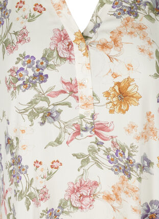 Kortärmad viskostunika med mönster, Creme Vintage Flower, Packshot image number 2