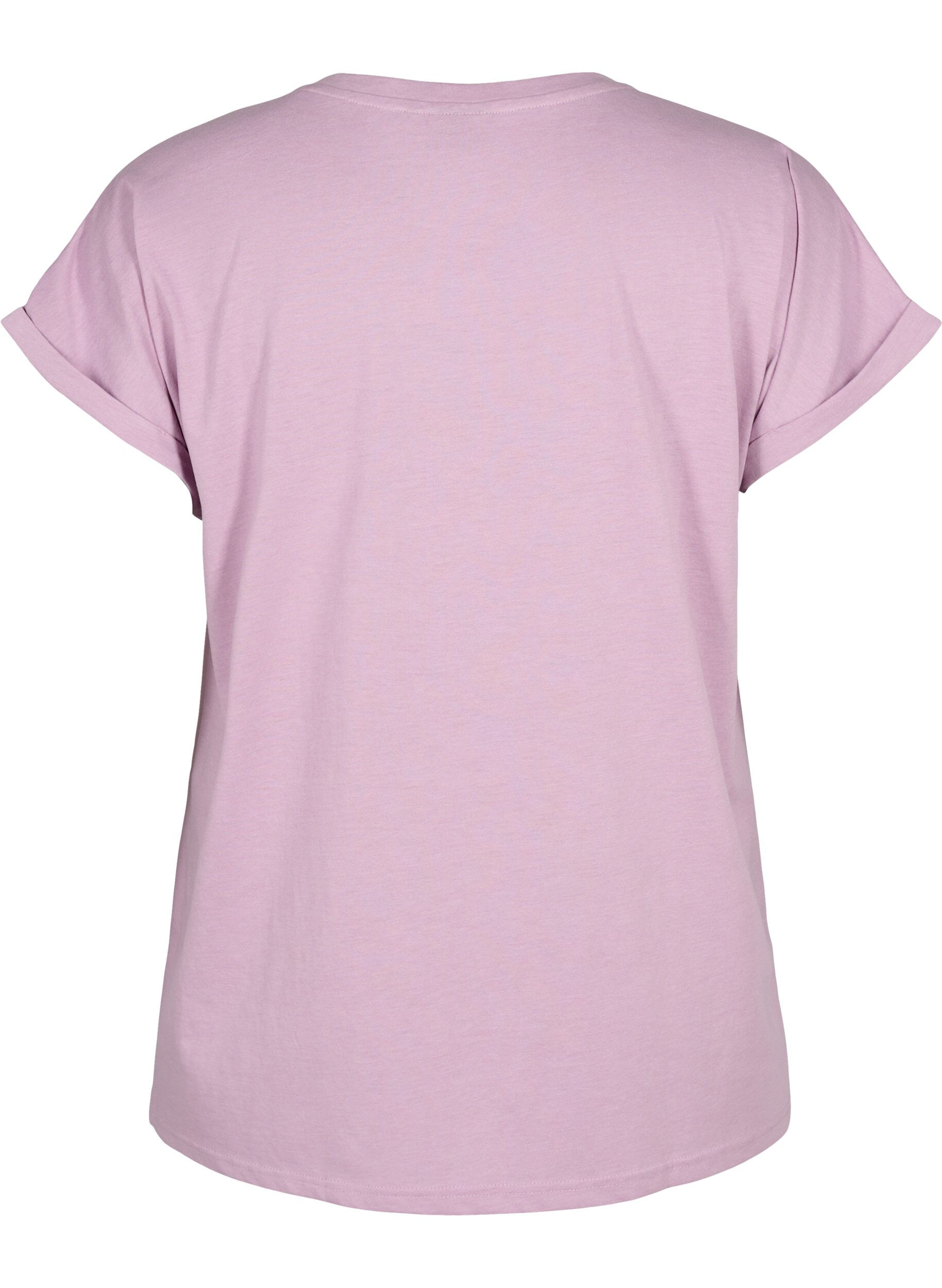 ZizziKort&auml;rmad t-shirt i bomullsmix, Lila, Packshot image number 1