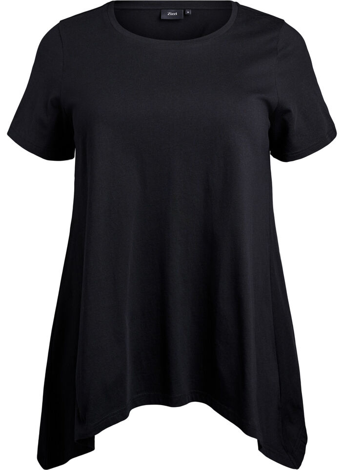 T-shirt med rund hals och A-linjeform, Svart, Packshot image number 0