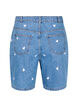 Jeansshorts med h&ouml;g midja och broderade hj&auml;rtan, Bl&aring;, Packshot image number 1