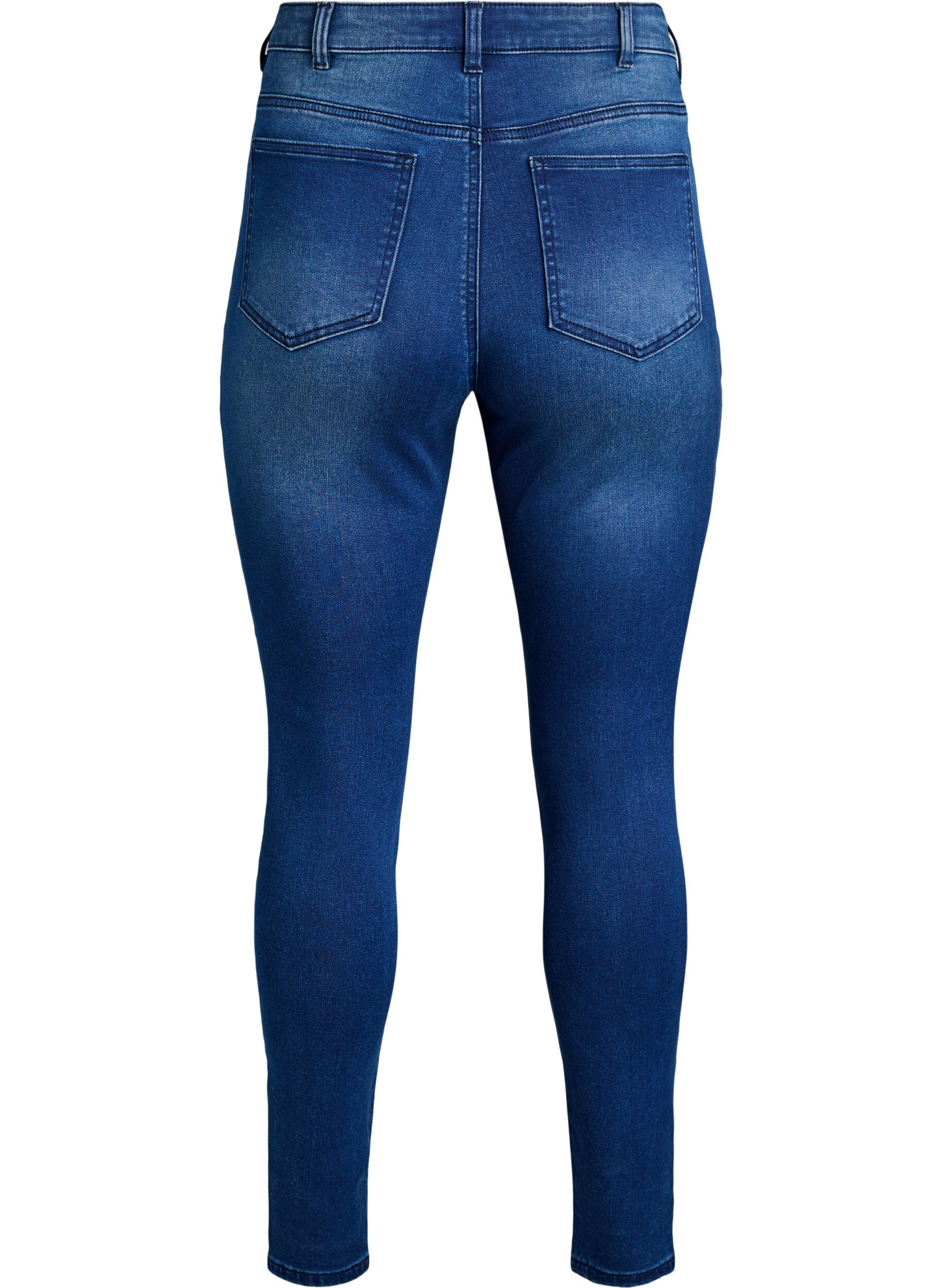 ZizziSupersmala Amy-jeans med h&ouml;g midja, Bl&aring;, Packshot image number 1