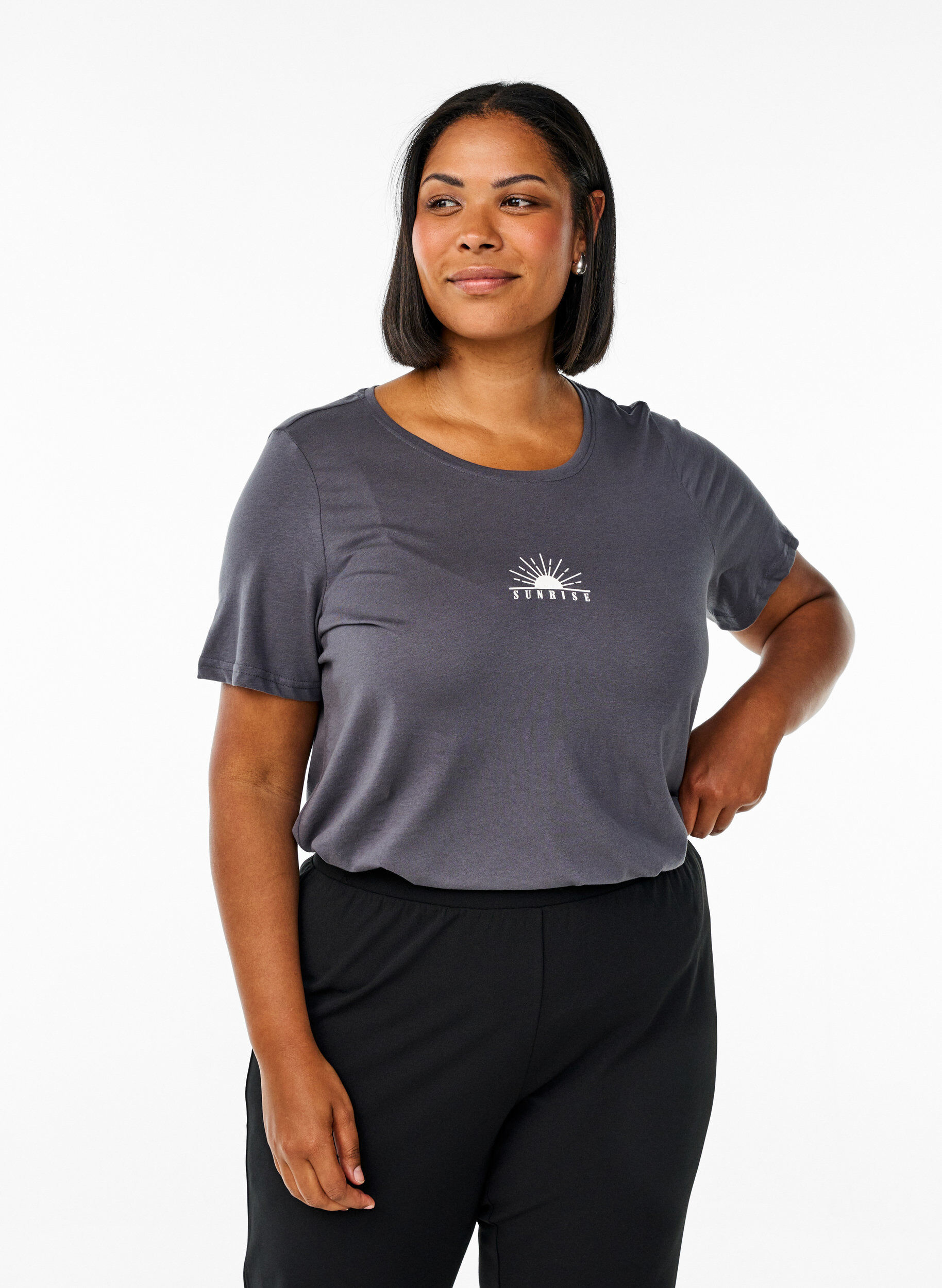 FLASH - T-shirt med tryck, Gr&aring;, Model