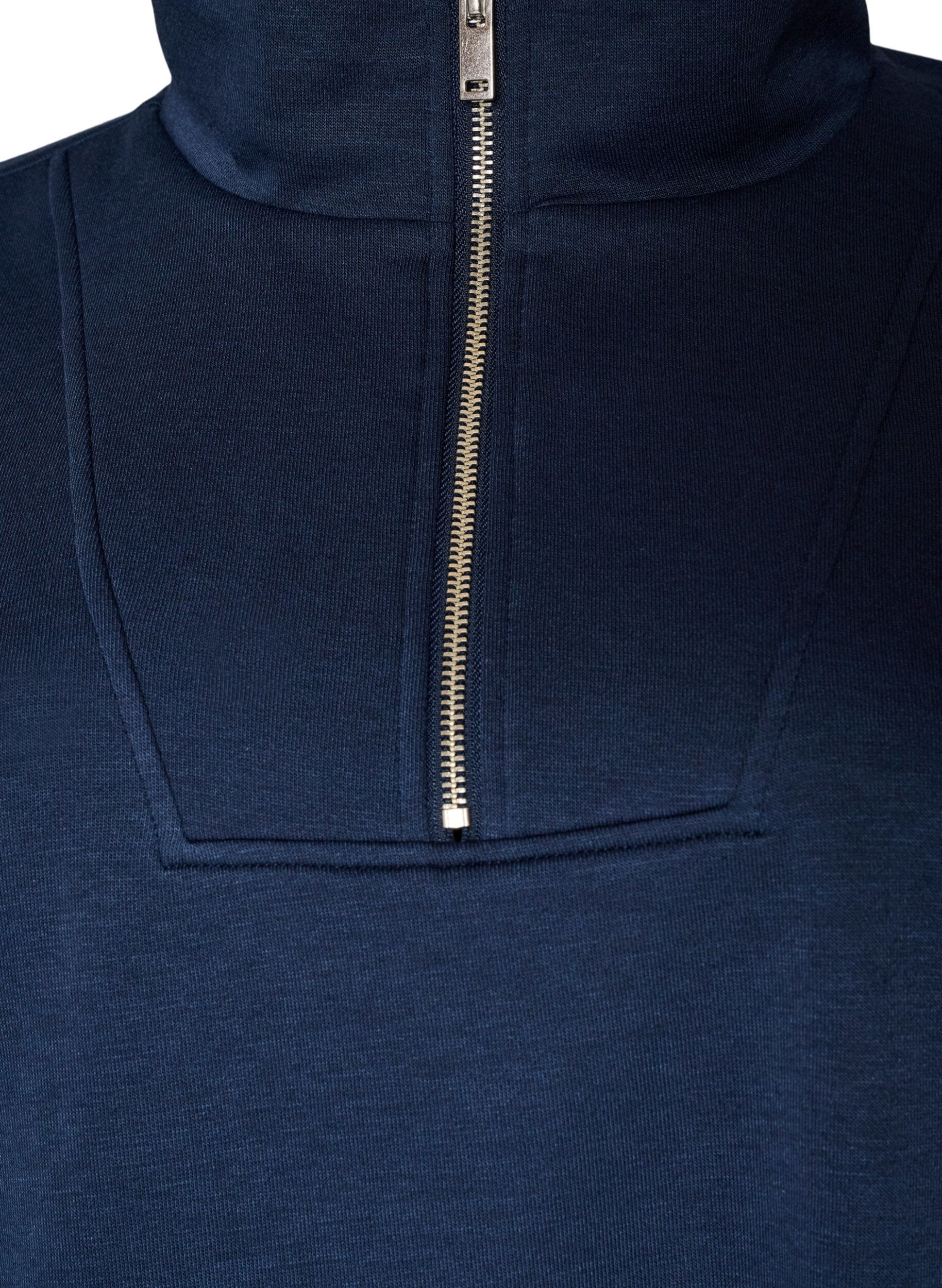ZizziSweatshirt med h&ouml;g krage och dragkedja, Bl&aring;, Packshot image number 2
