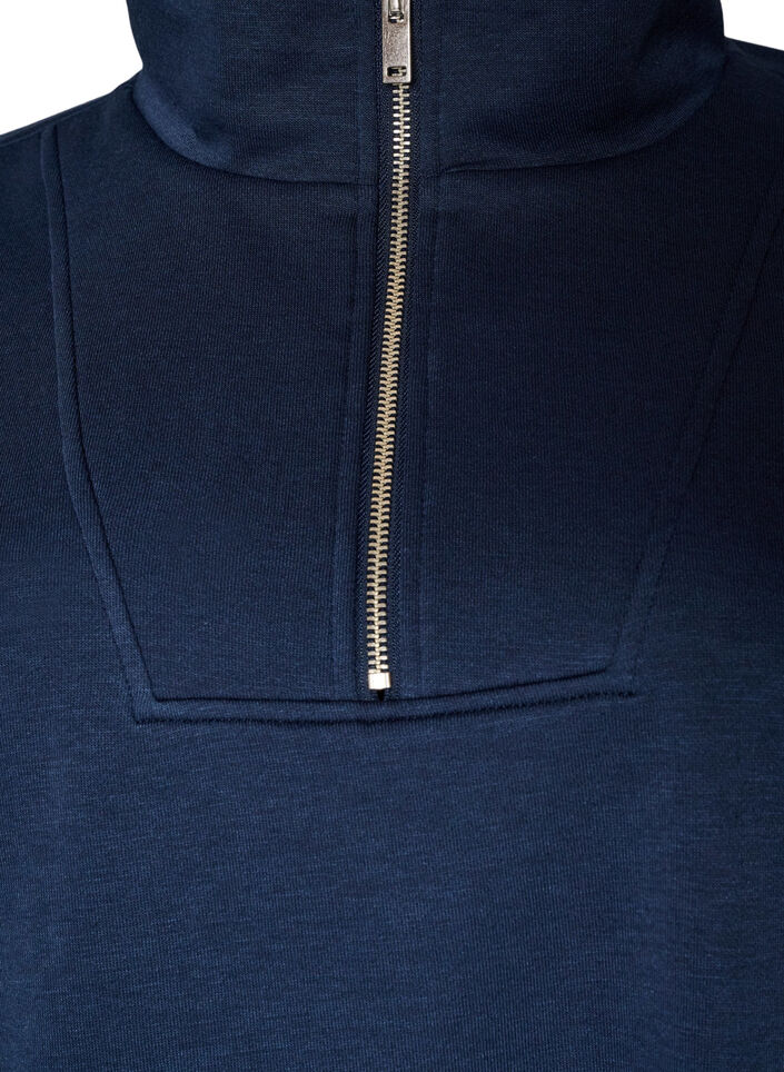 Sweatshirt med h&ouml;g krage och dragkedja, Bl&aring;, Packshot image number 2