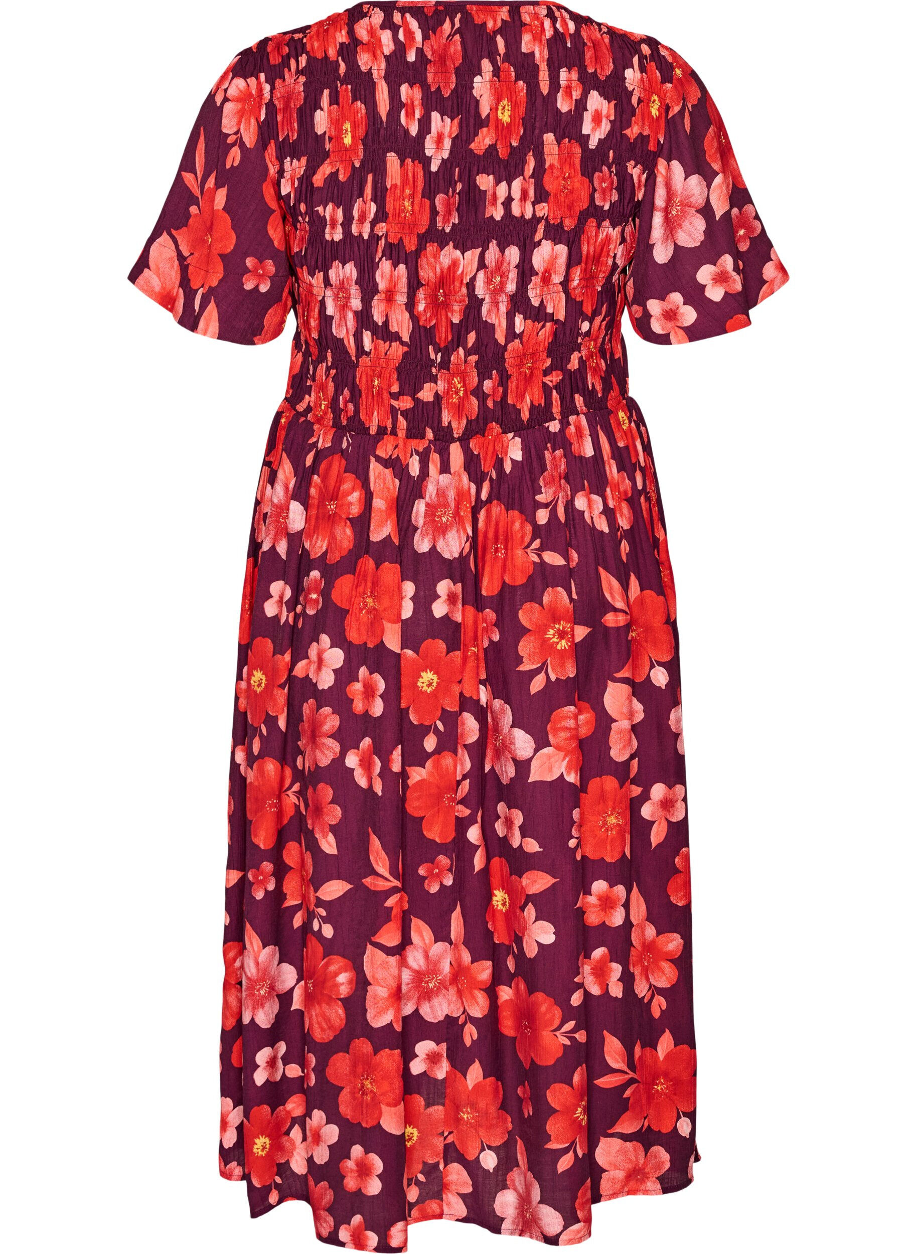 ZizziKl&auml;nning med smock och blommigt m&ouml;nster, Lila, Packshot image number 1