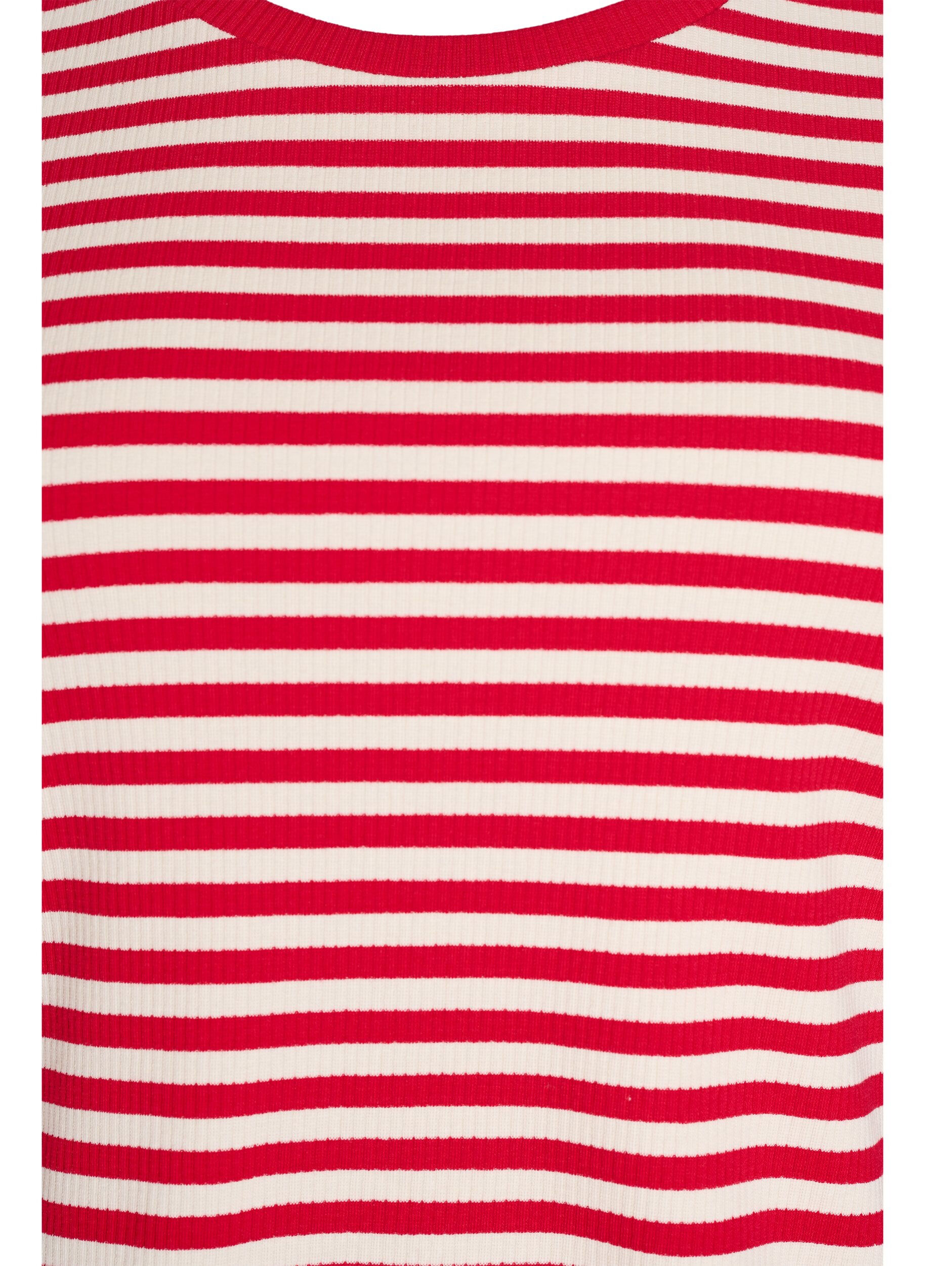 ZizziRandig t-shirt med ribbad struktur, R&ouml;d, Packshot image number 2
