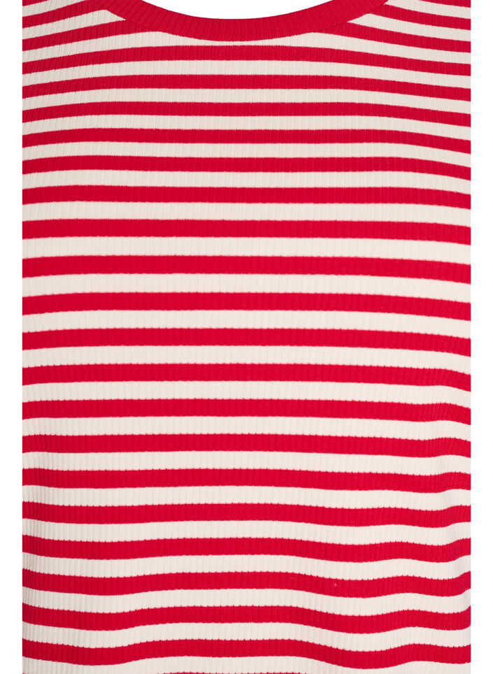 Randig t-shirt med ribbad struktur, R&ouml;d, Packshot image number 2