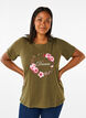 T-shirt från FLASH med tryck, Olive Night Flower, Model image number 0