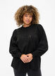 Blus med volanger och Broderie anglaise, Black, Model image number 0