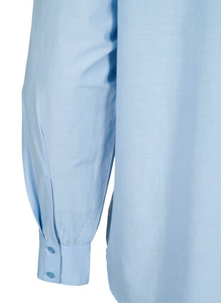 Bomullsskjorta med broderi anglaise, Chambray Blue, Packshot image number 3