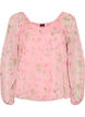 Chiffongblus med blommigt tryck och l&aring;nga &auml;rmar, Rosa, Packshot image number 0