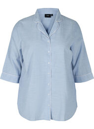 Randig nattskjorta i bomull, White/Blue Stripe