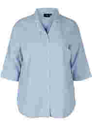 Randig nattskjorta i bomull, White/Blue Stripe