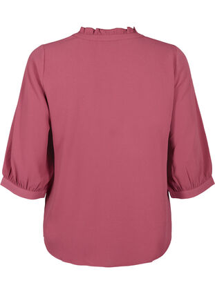 Skjortblus med 3/4 ärmar och volangkrage, Dry Rose, Packshot image number 1