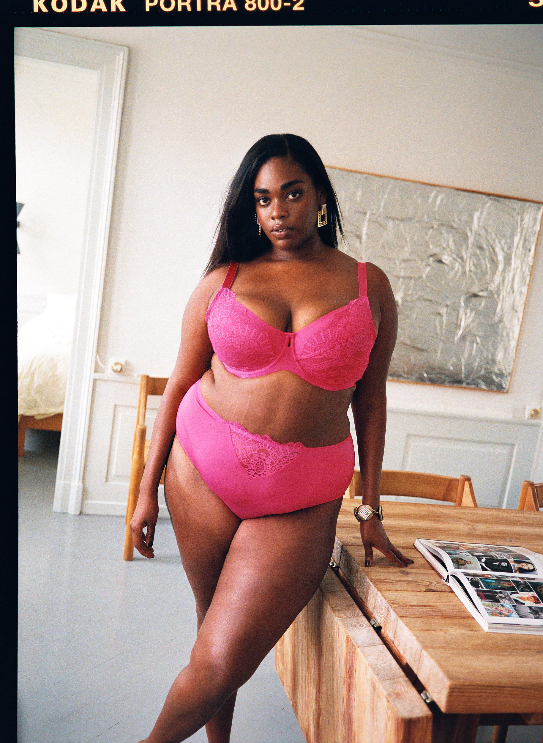 Zizzi Trosor i mikrofiber med spetsdetaljer, Rosa, Image image number 0