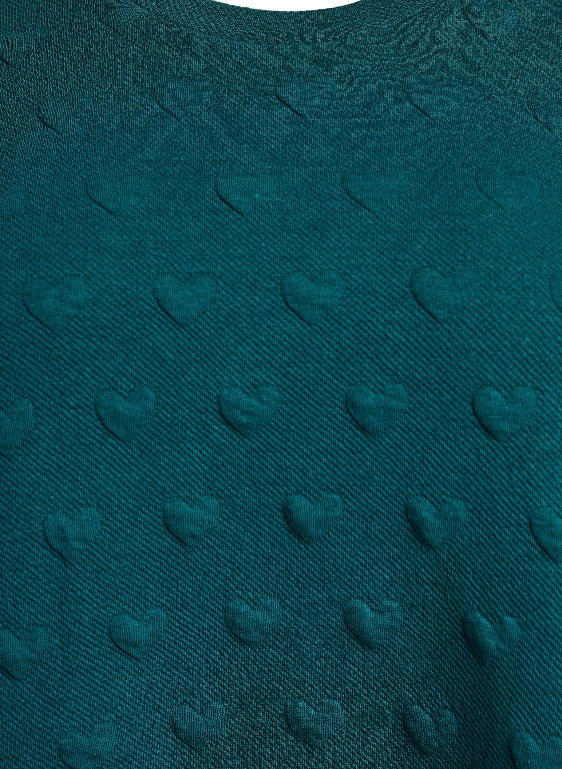 Zizzi T-shirt i pr&auml;glad bomullsjersey, Gr&ouml;n, Packshot image number 2