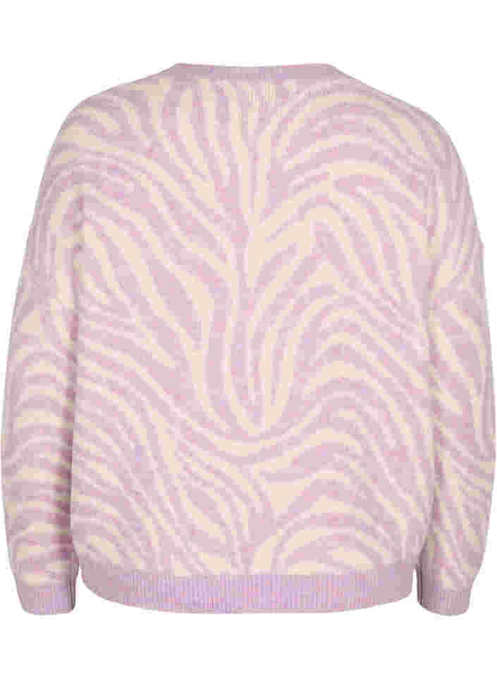 Stickad tröja med mönster, Lavender  Mel Comb., Packshot image number 1