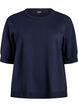Finstickad blus med korta &auml;rmar, Bl&aring;, Packshot image number 0
