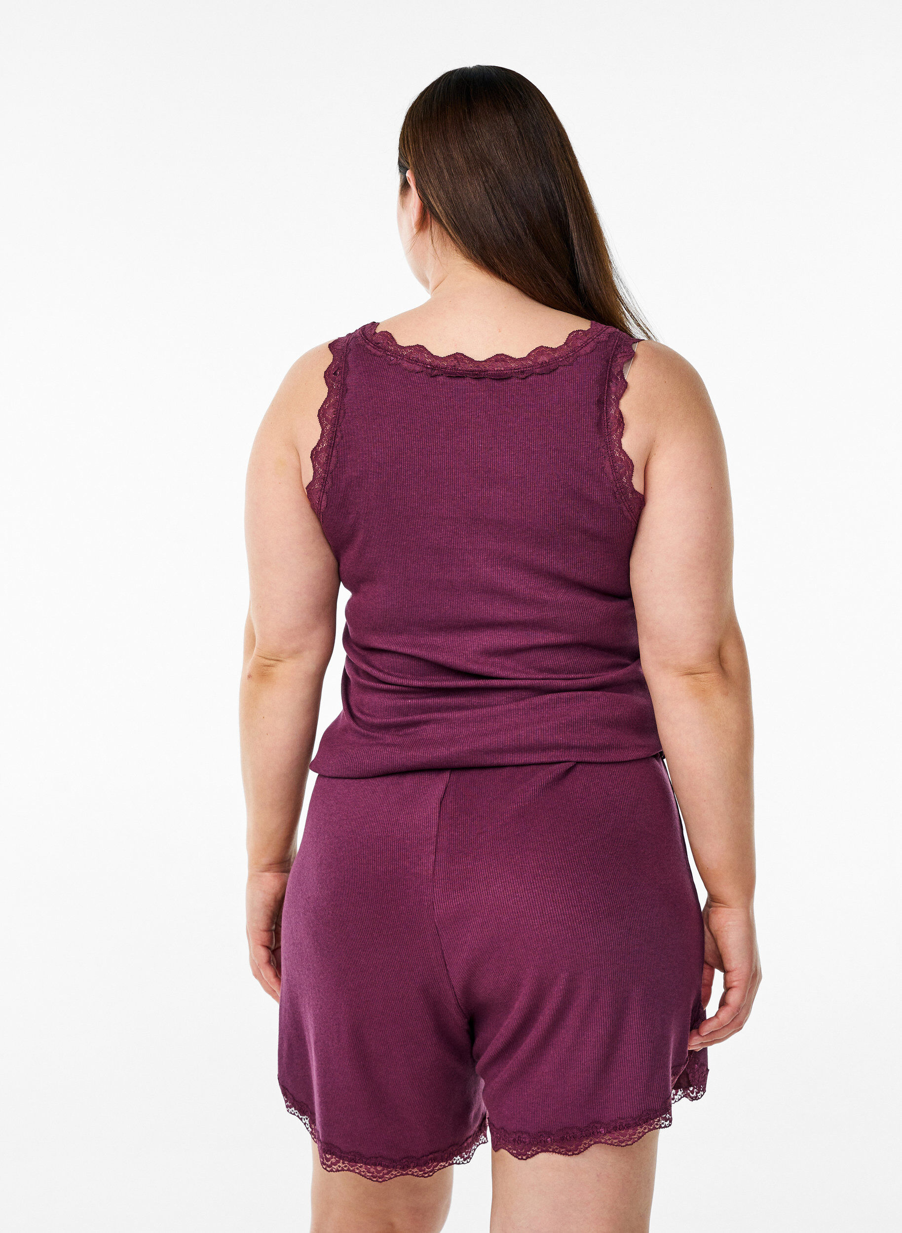ZizziTopp med spetskant, M&ouml;rk Bordeaux, Model image number 2