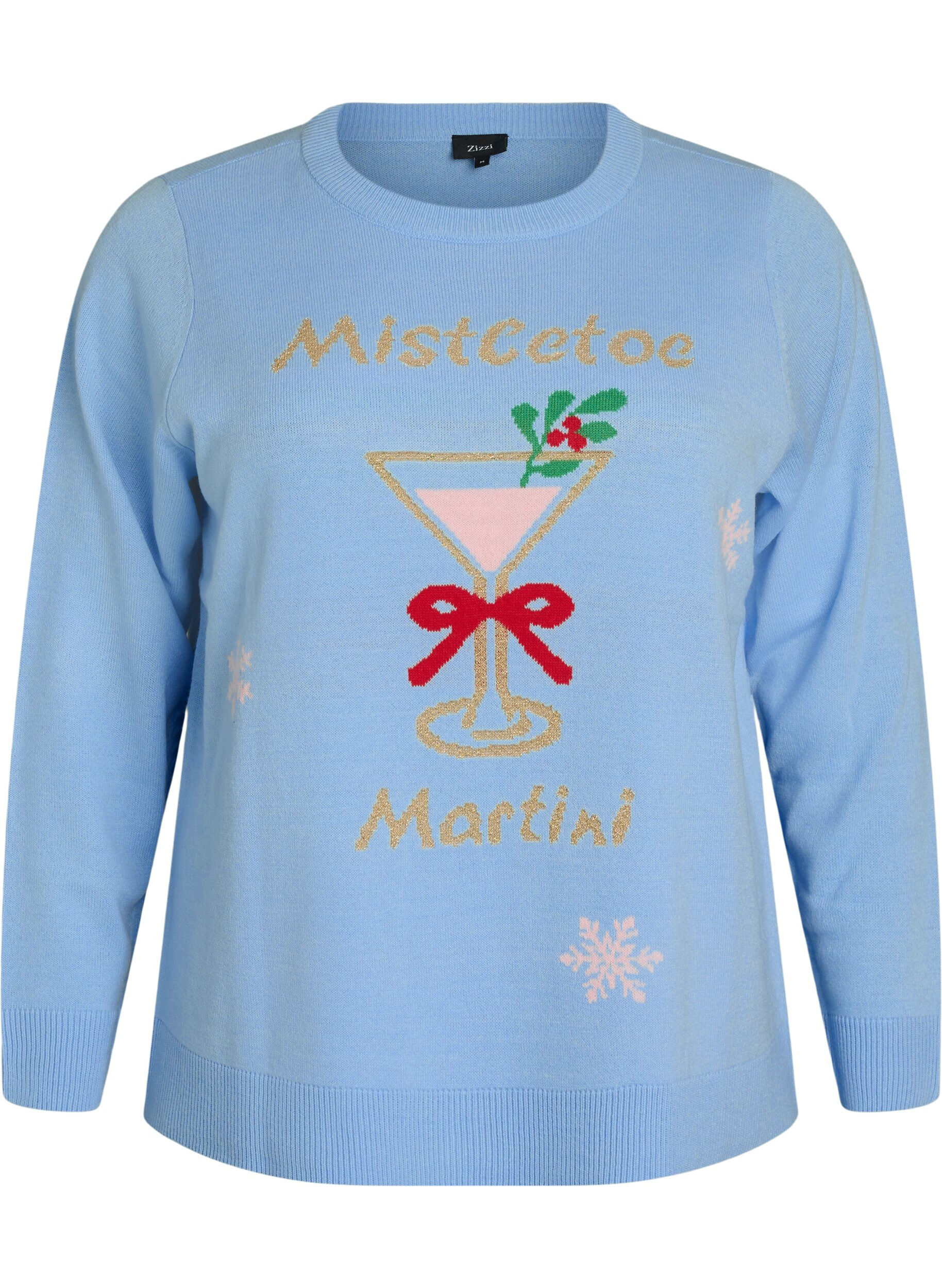 Stickad blus med julmotiv