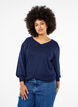 Stickad blus med shimmer och V-ringning, Naval A.w.Blue Lurex, Model image number 0