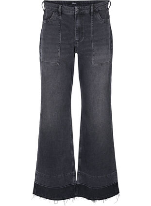 Wide fit jeans med hög midja, Grey Denim, Packshot image number 0