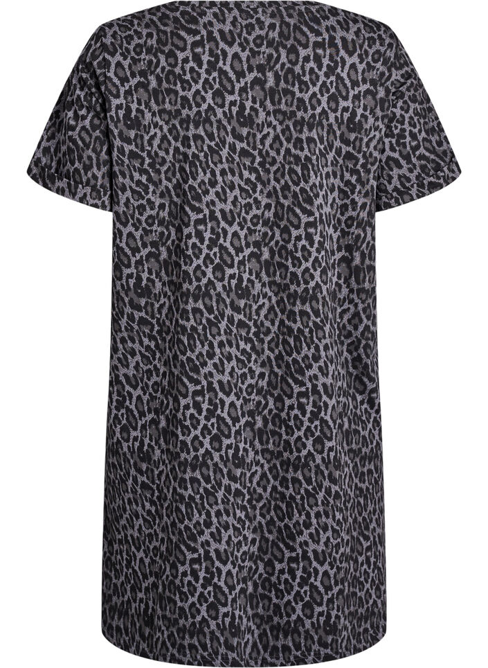 Kort t-shirtklänning i bomullstrikå, Grå, Packshot image number 1