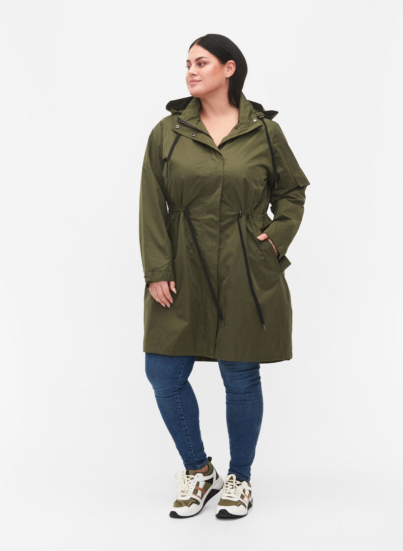 Vattentät parka med avtagbar huva, Forest Night, Model image number 2